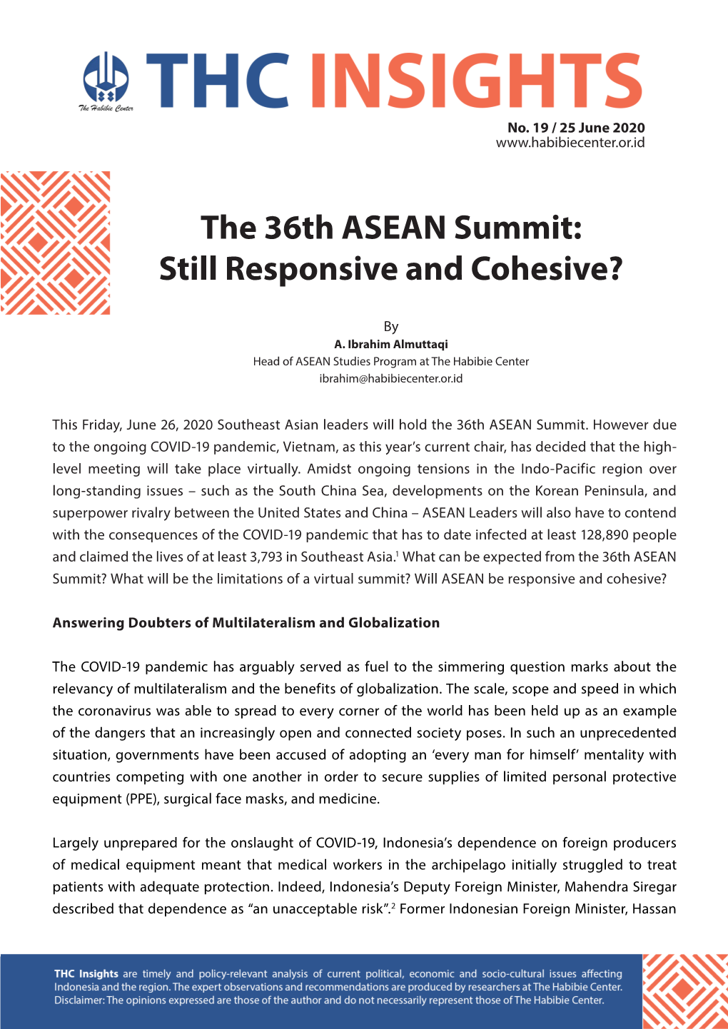 The 36Th ASEAN Summit: Still Responsive and Cohesive?