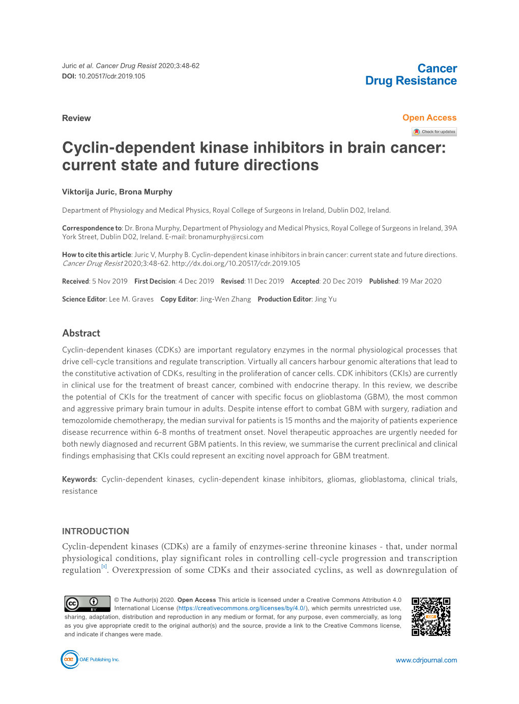 Cyclin-Dependent Kinase Inhibitors in Brain Cancer: Current State and Future Directions