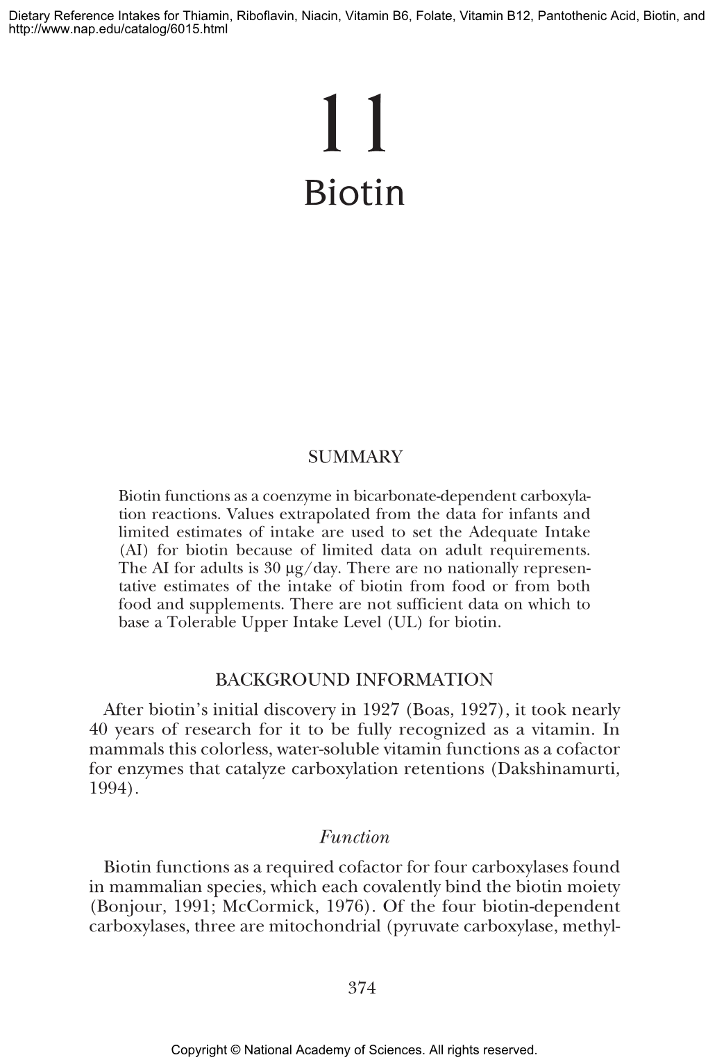 Biotin, and Choline 11 Biotin