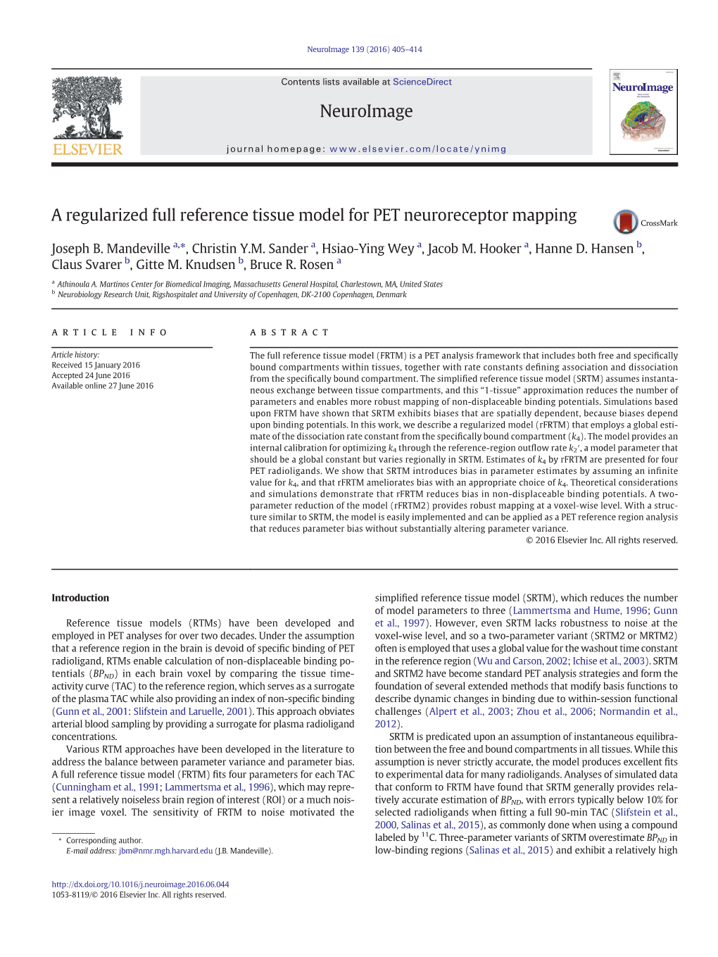 A Regularized Full Reference Tissue Model for PET Neuroreceptor Mapping