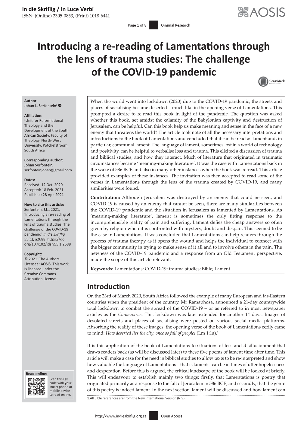 The Challenge of the COVID-19 Pandemic