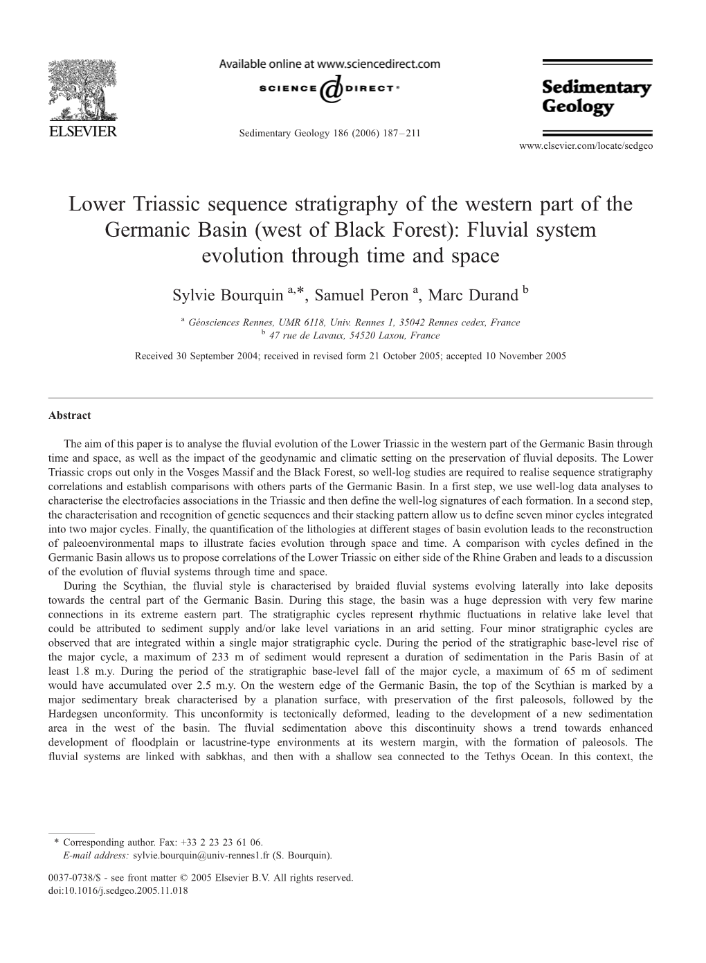 Lower Triassic Sequence Stratigraphy of the Western Part of the Germanic Basin (West of Black Forest): Fluvial System Evolution Through Time and Space