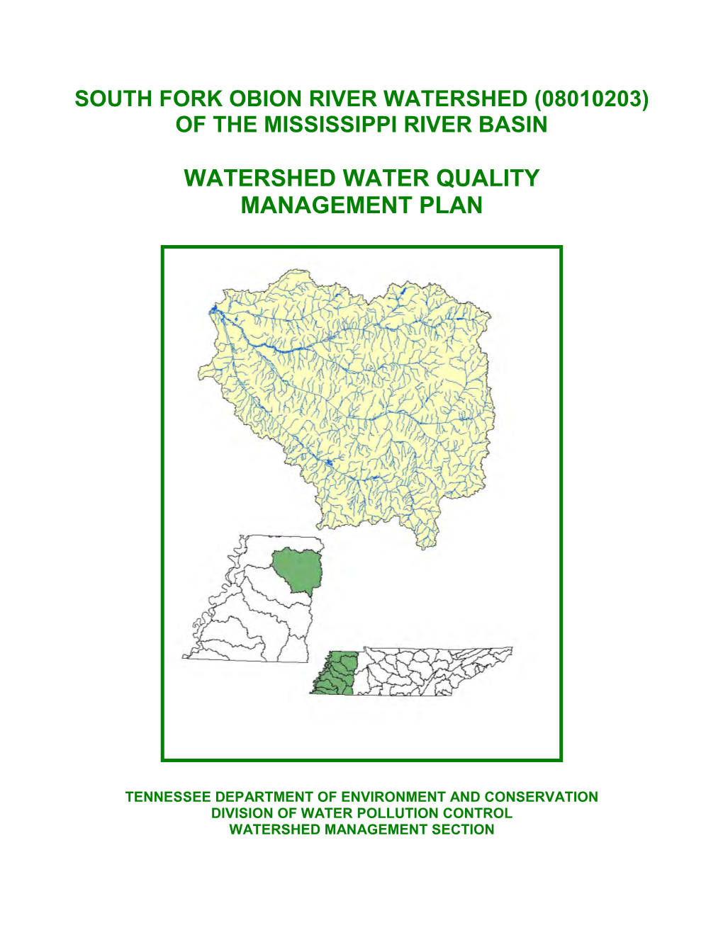 South Fork Obion River Watershed (08010203) of the Mississippi River Basin