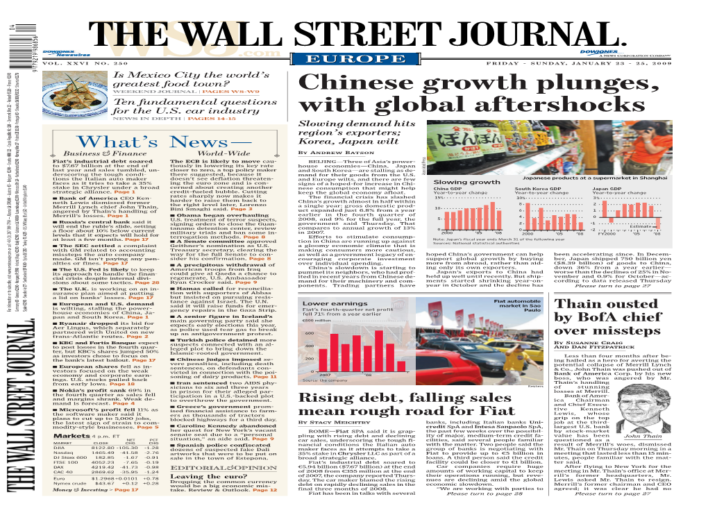 Chinese Growth Plunges, with Global Aftershocks Nt Policies