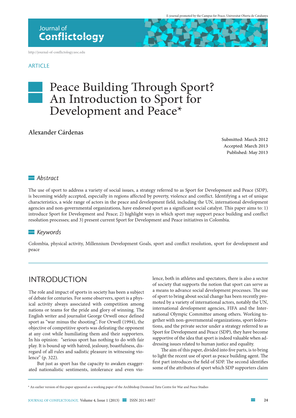 An Introduction to Sport for Development and Peace*