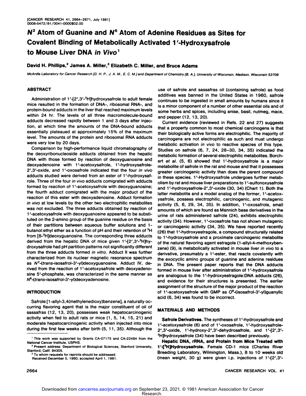 N2 Atom of Guanine and N6 Atom of Adenine Residues As Sites for Covalent Binding of Metabolically Activated 1'-Hydroxysafrole to Mouse Liver DMA in V/Vo1