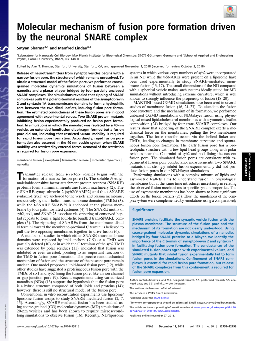 Molecular Mechanism of Fusion Pore Formation Driven by the Neuronal SNARE Complex