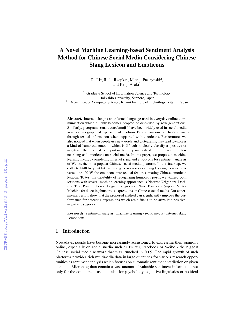 A Novel Machine Learning-Based Sentiment Analysis Method for Chinese Social Media Considering Chinese Slang Lexicon and Emoticons