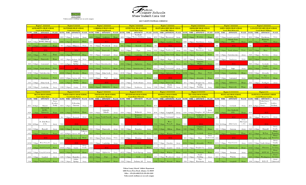 7:30Pm Chattahoochee Home 7:30Pm Campbell Away Decatur Home Therrell Away Grady Decatur Away 7:30Pm Douglass, Atl Away Grady