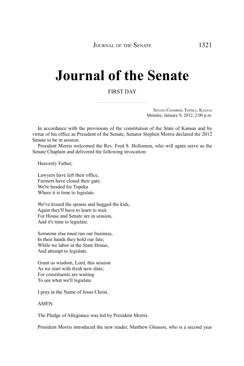 Journal of the Senate 1321