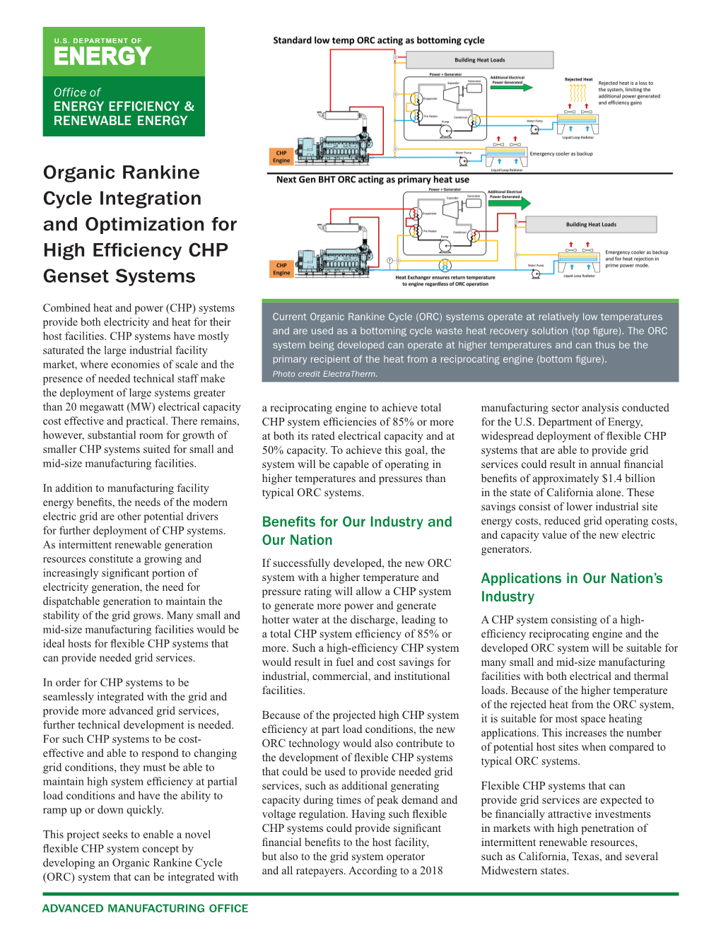 Organic Rankine Cycle Integration and Optimization for High Efficiency CHP Genset Systems