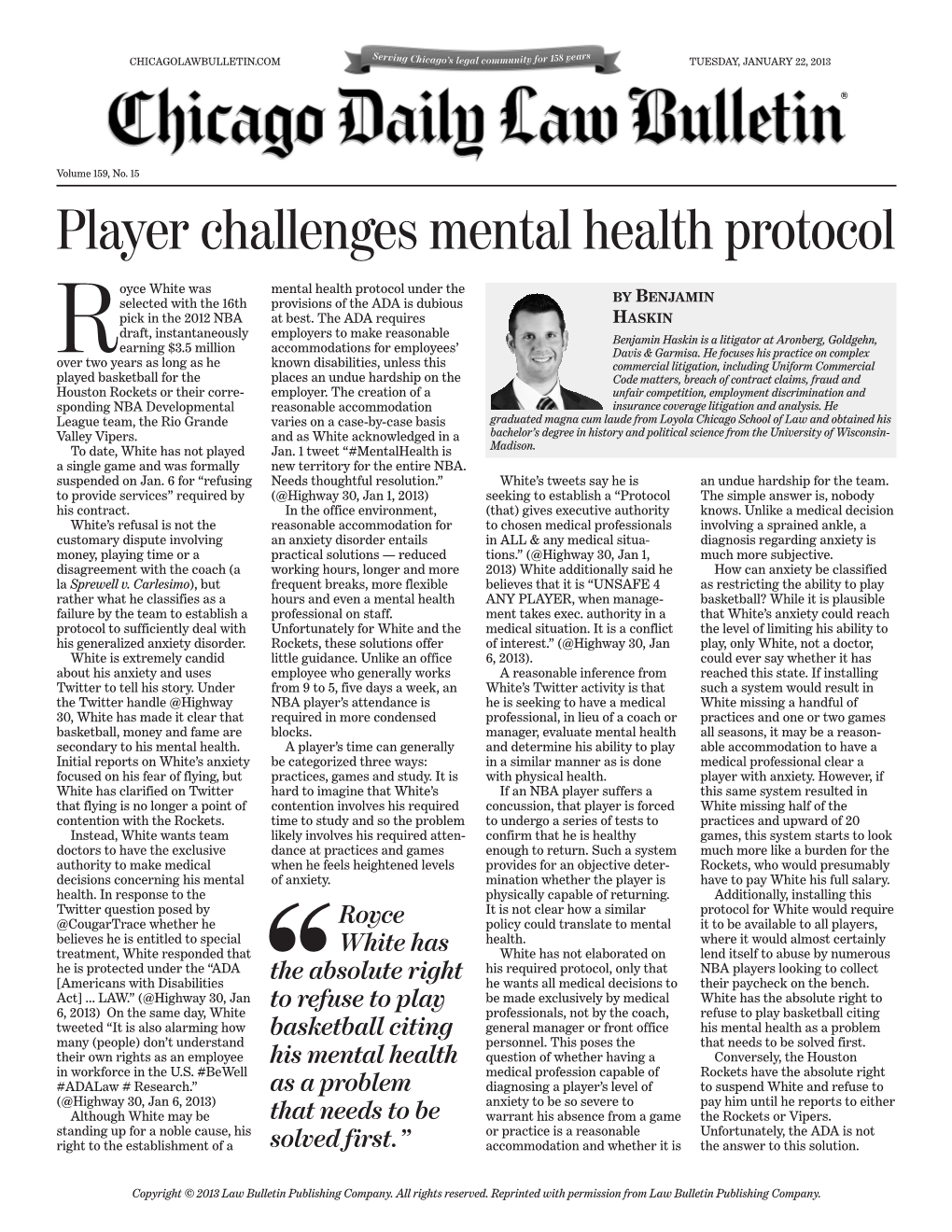 Player Challenges Mental Health Protocol