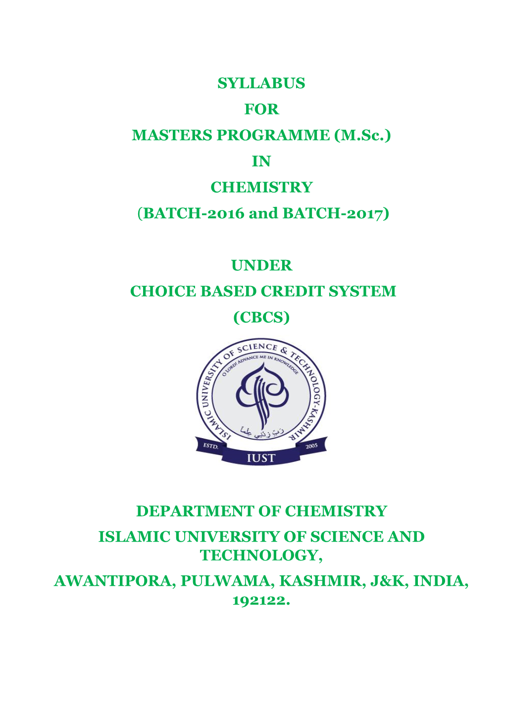 M.Sc. Chemistry Syllabus