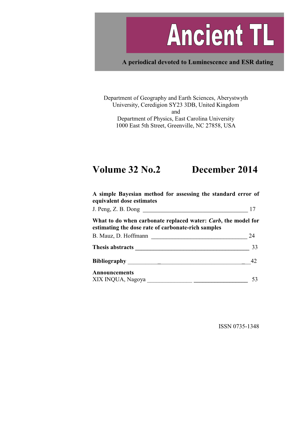 Volume 32 No.2 December 2014