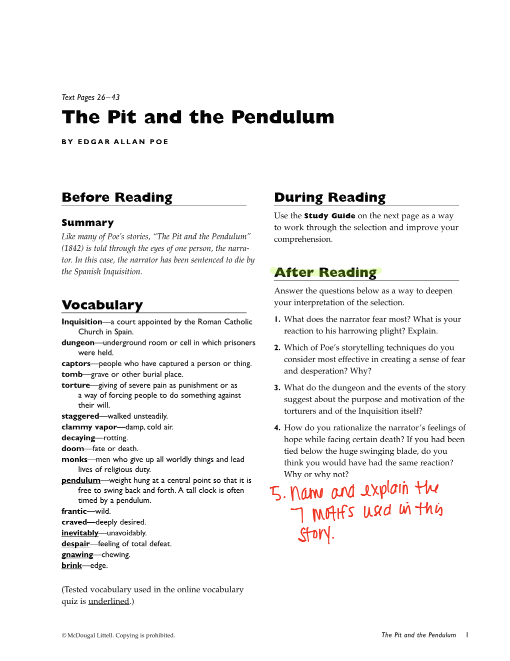 The Pit and the Pendulum