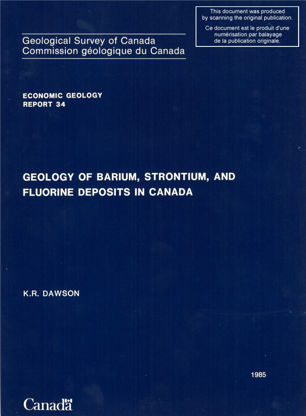 Geology of Barium, Strontium, and Fluorine Deposits in Canada