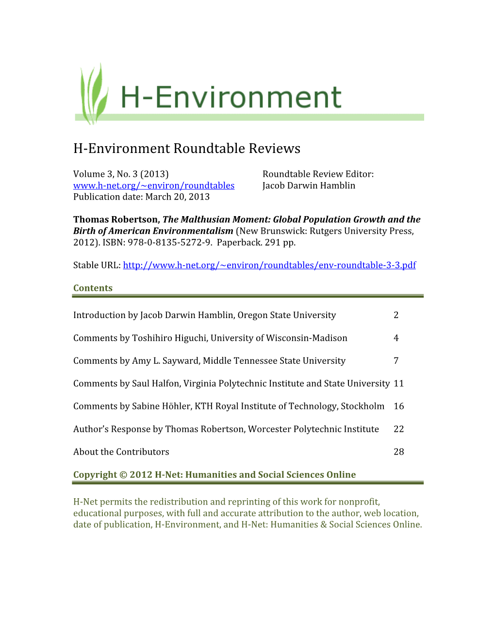 Environment Roundtable Reviews