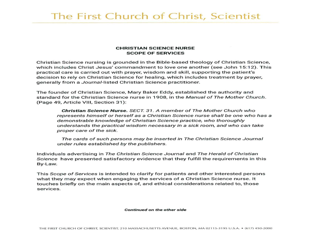 The First Church of Christ, Scientist