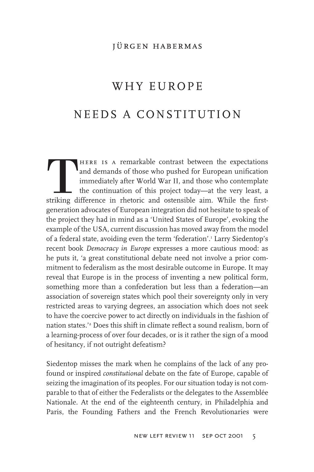 Why Europe Needs a Constitution