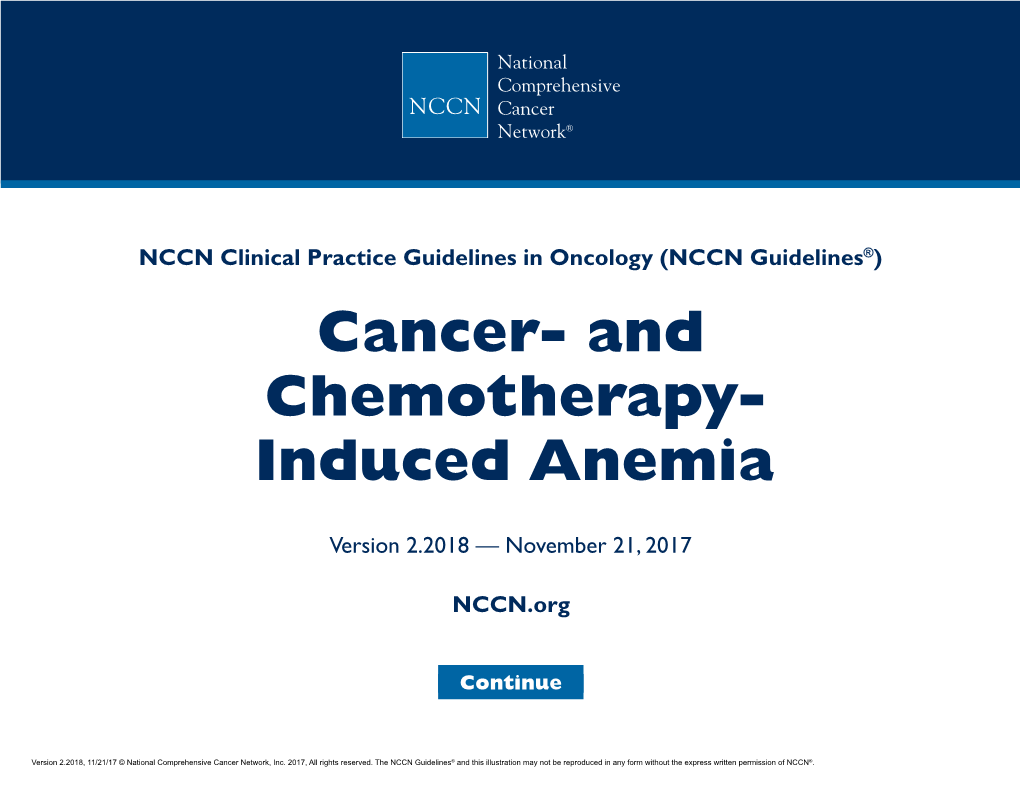 Cancer- and Chemotherapy- Induced Anemia