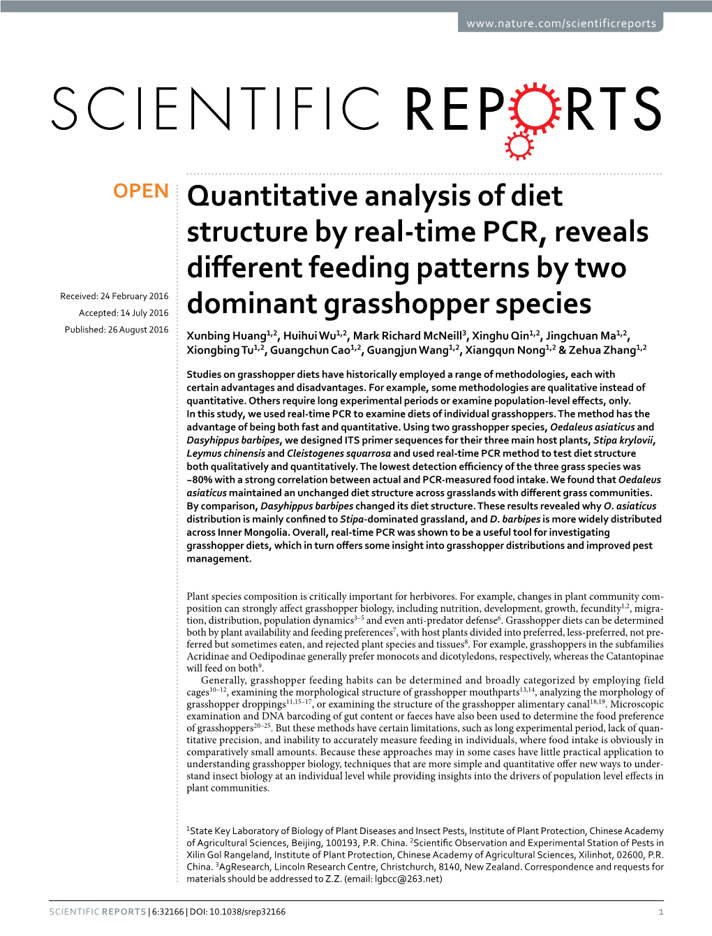Quantitative Analysis of Diet Structure by Real-Time PCR, Reveals Different