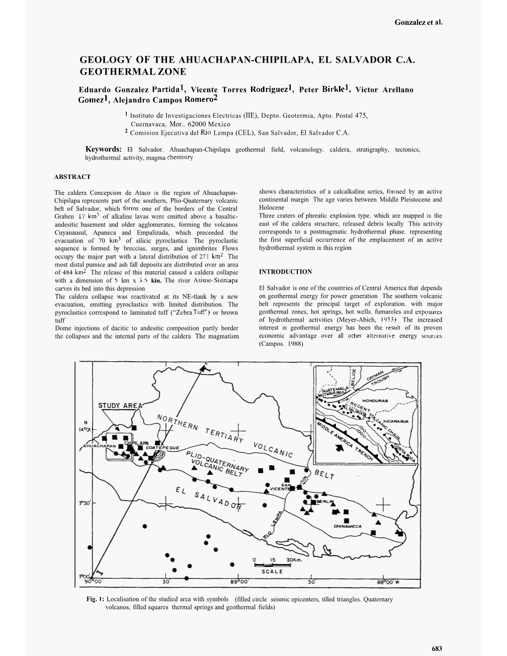 Geology of the Ahuachapan-Chipilapa, El Salvador C.A
