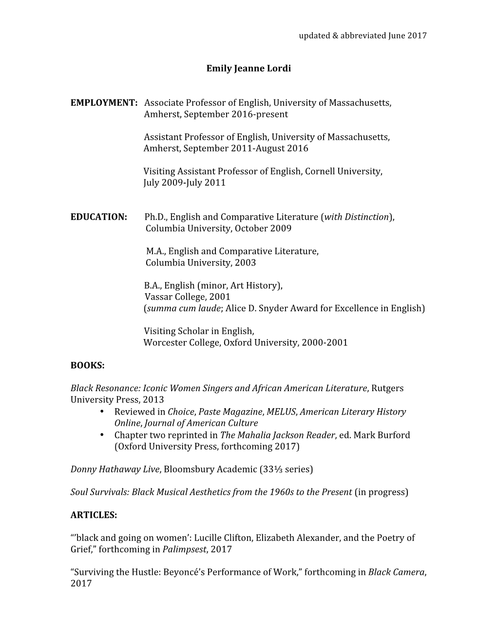 CV for Website