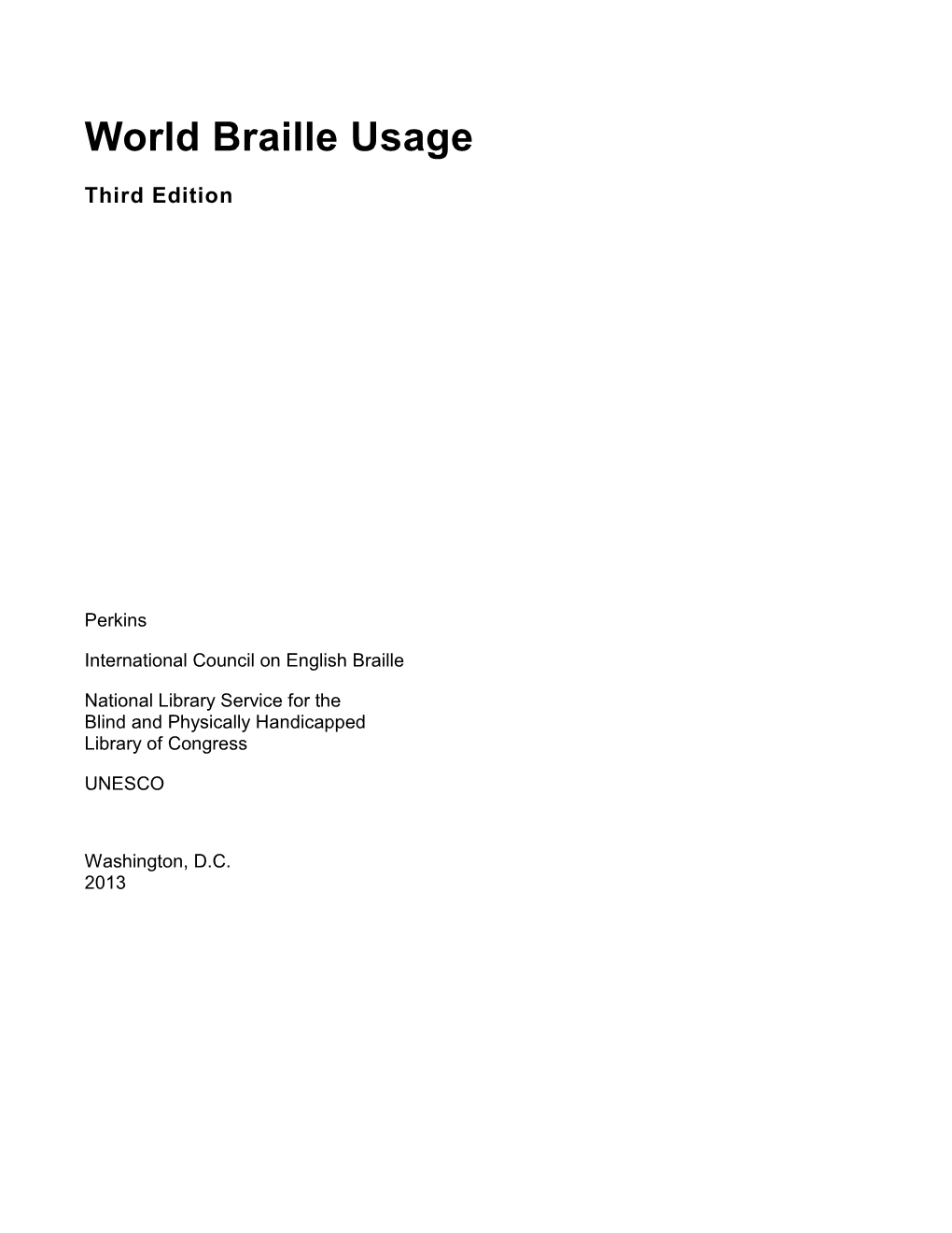 World Braille Usage, Third Edition