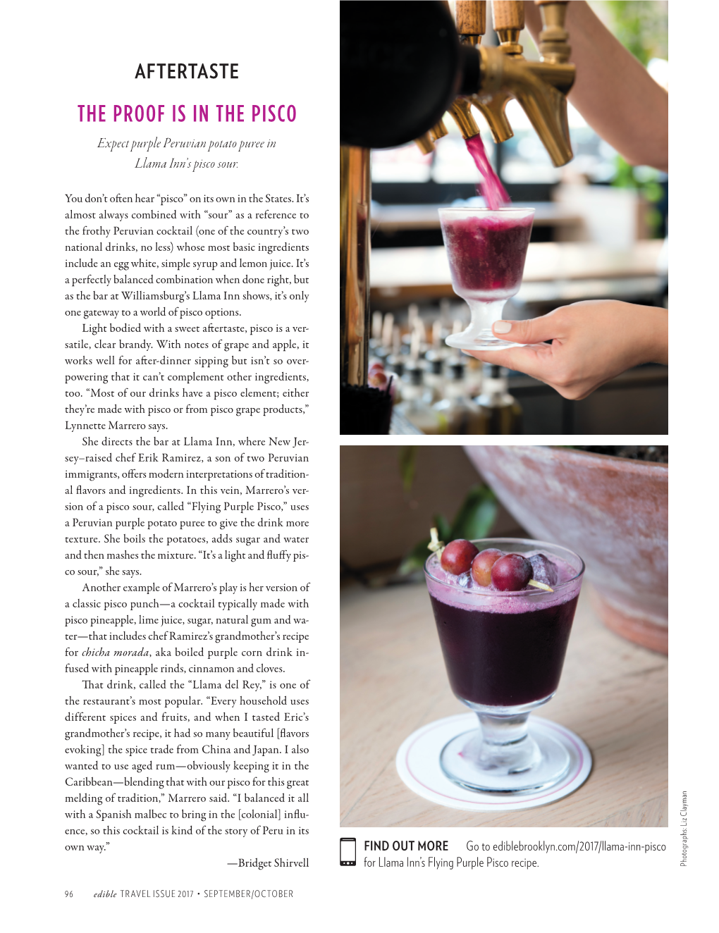 THE PROOF IS in the PISCO Expect Purple Peruvian Potato Puree in Llama Inn’S Pisco Sour