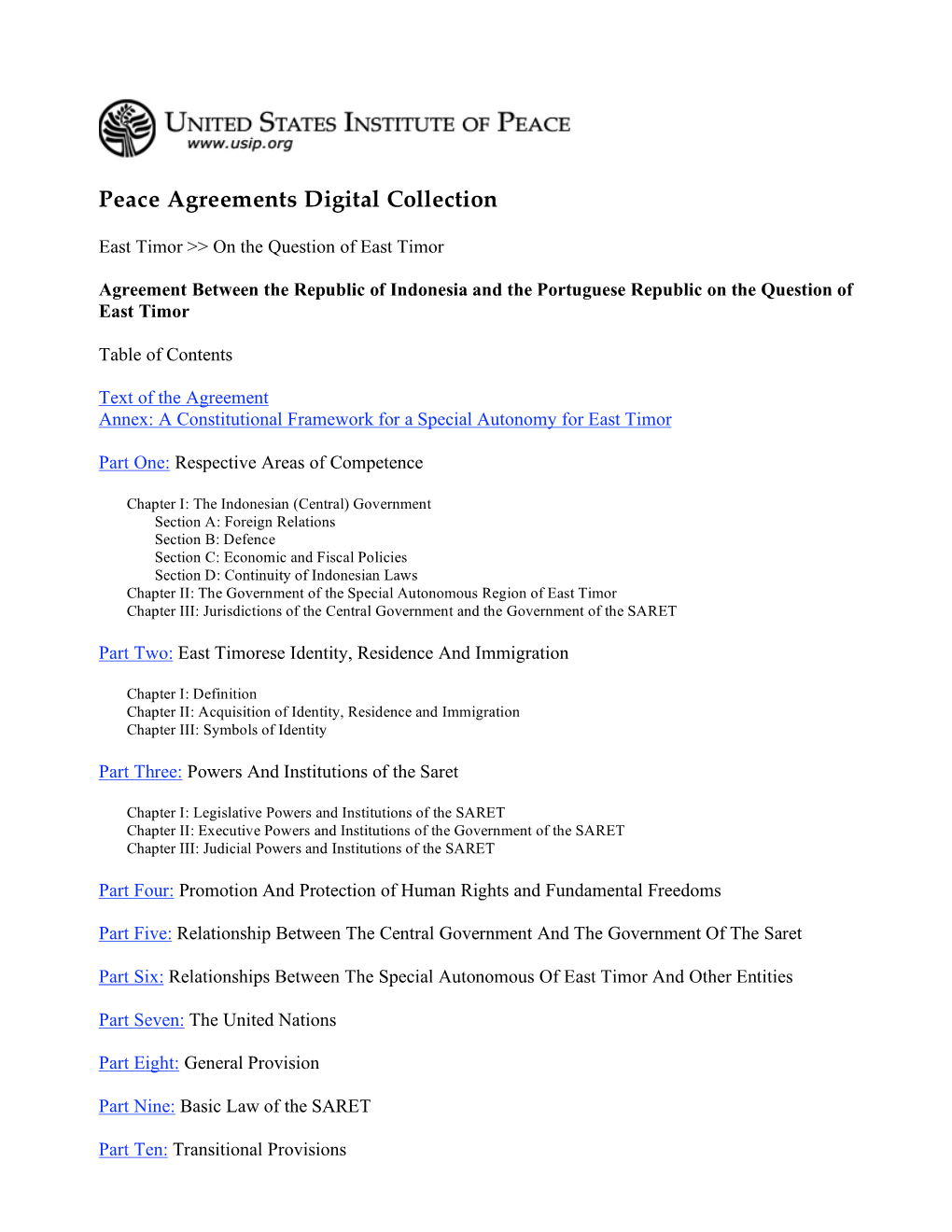 East Timor Peace Agreement