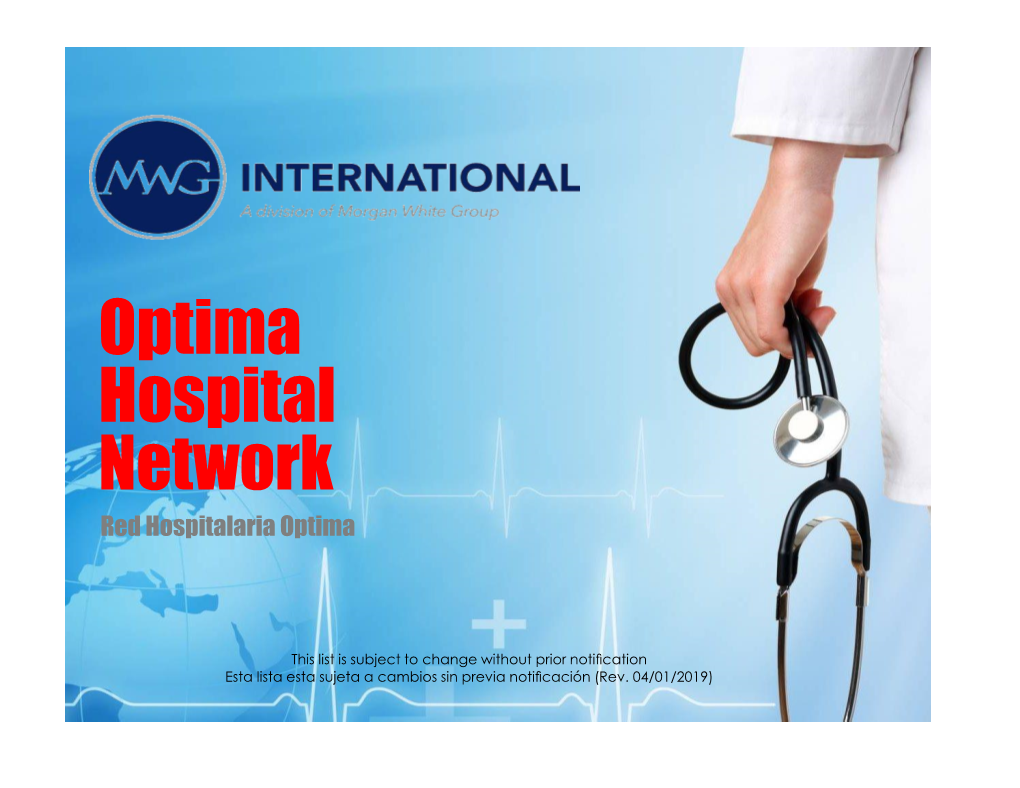 Optima Hospital Network Red Hospitalaria Optima