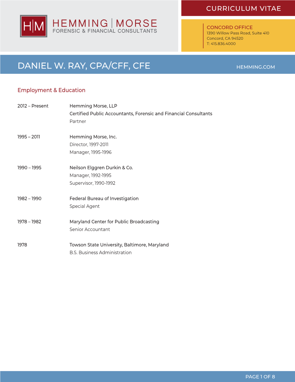 Daniel W. Ray, Cpa/Cff, Cfe Hemming.Com