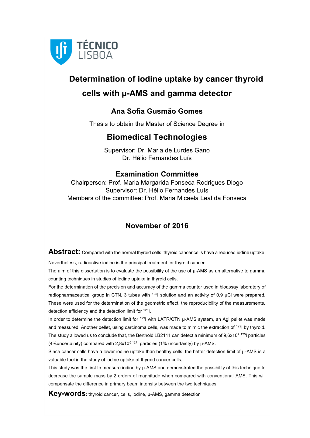 Determination of Iodine Uptake by Cancer Thyroid Cells with Μ-AMS and Gamma Detector