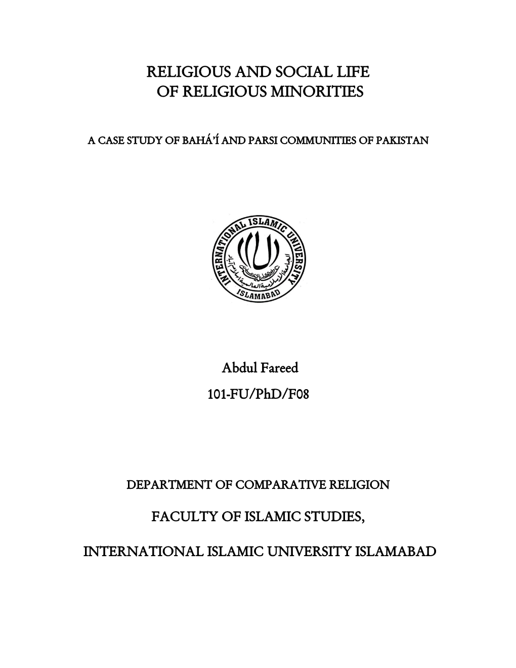 Religious and Social Life of Religious Minorities