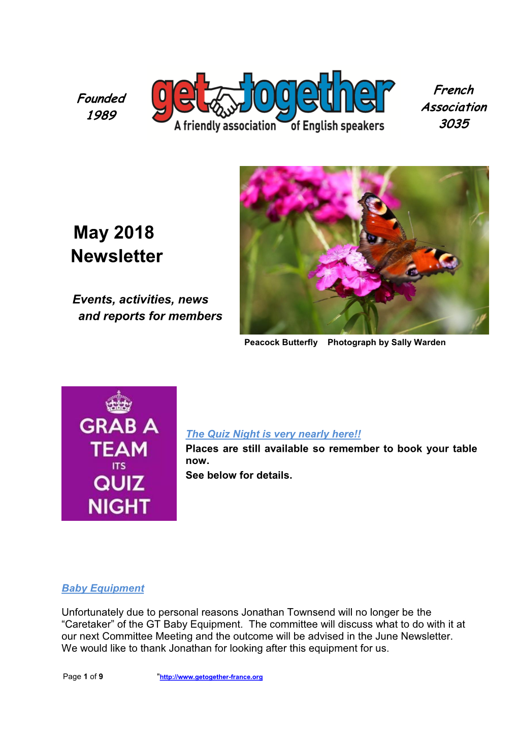 May 2018 Newsletter