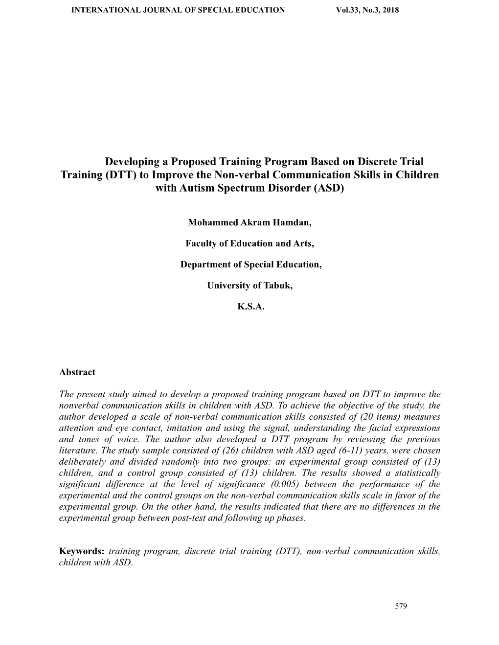 DTT) to Improve the Non-Verbal Communication Skills in Children with Autism Spectrum Disorder (ASD