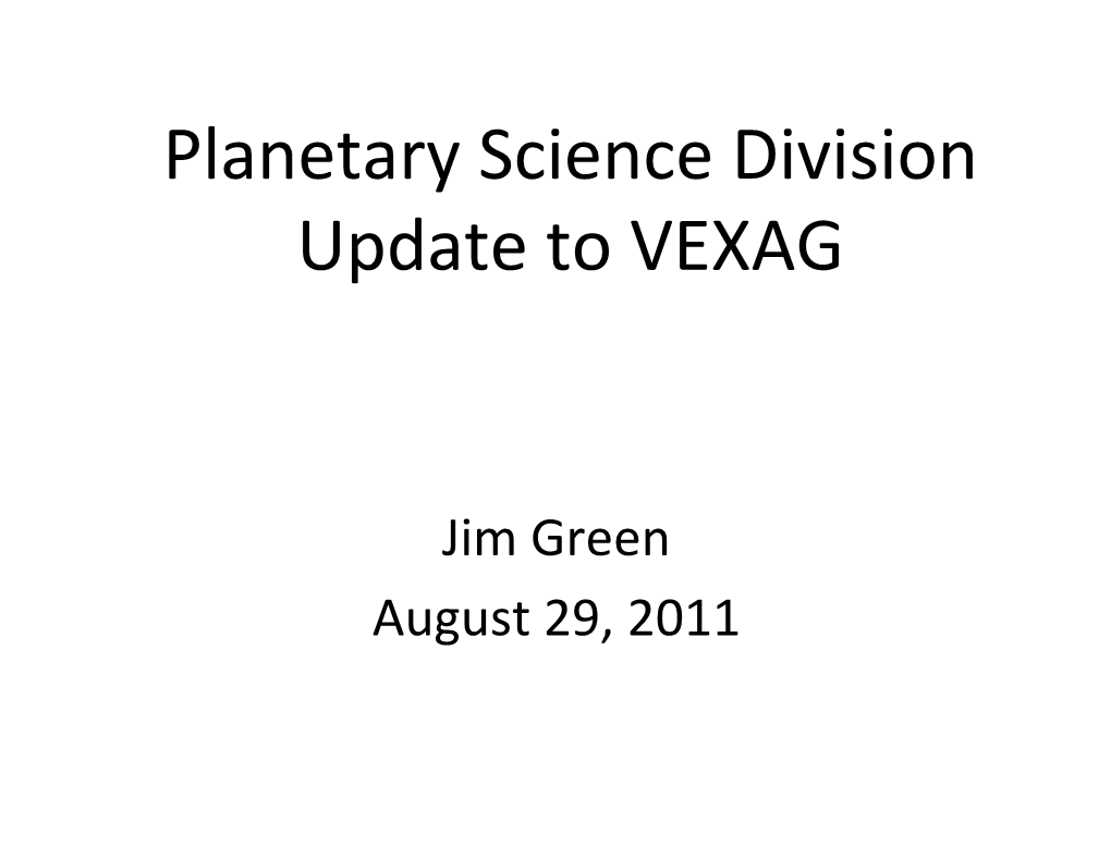 Planetary Science Division Update to VEXAG