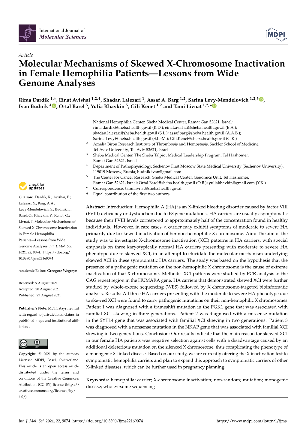 Molecular Mechanisms of Skewed X-Chromosome Inactivation in Female Hemophilia Patients—Lessons from Wide Genome Analyses