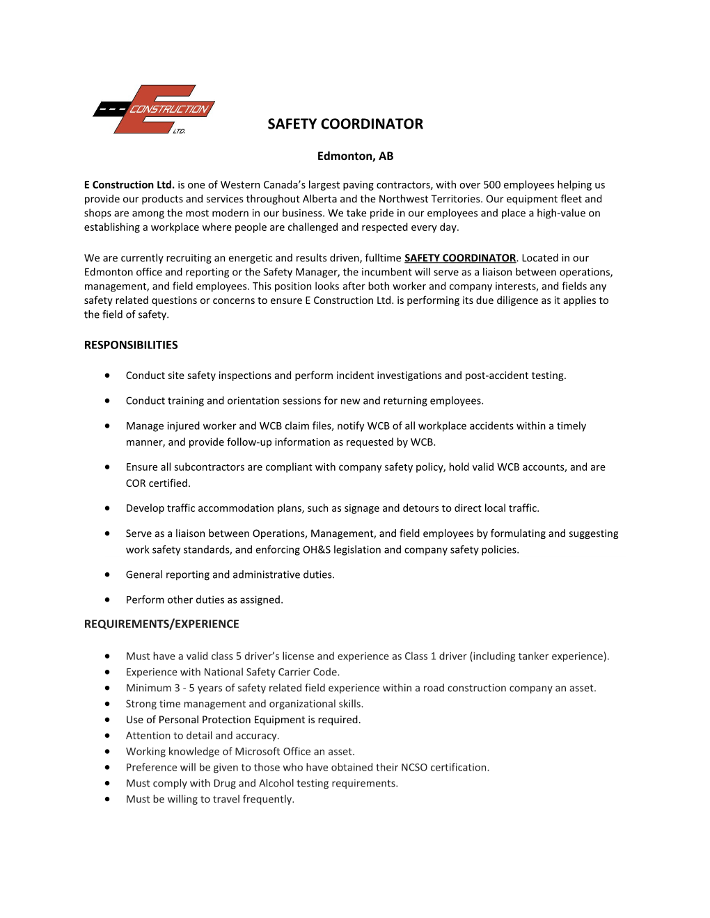 Safety Coordinator