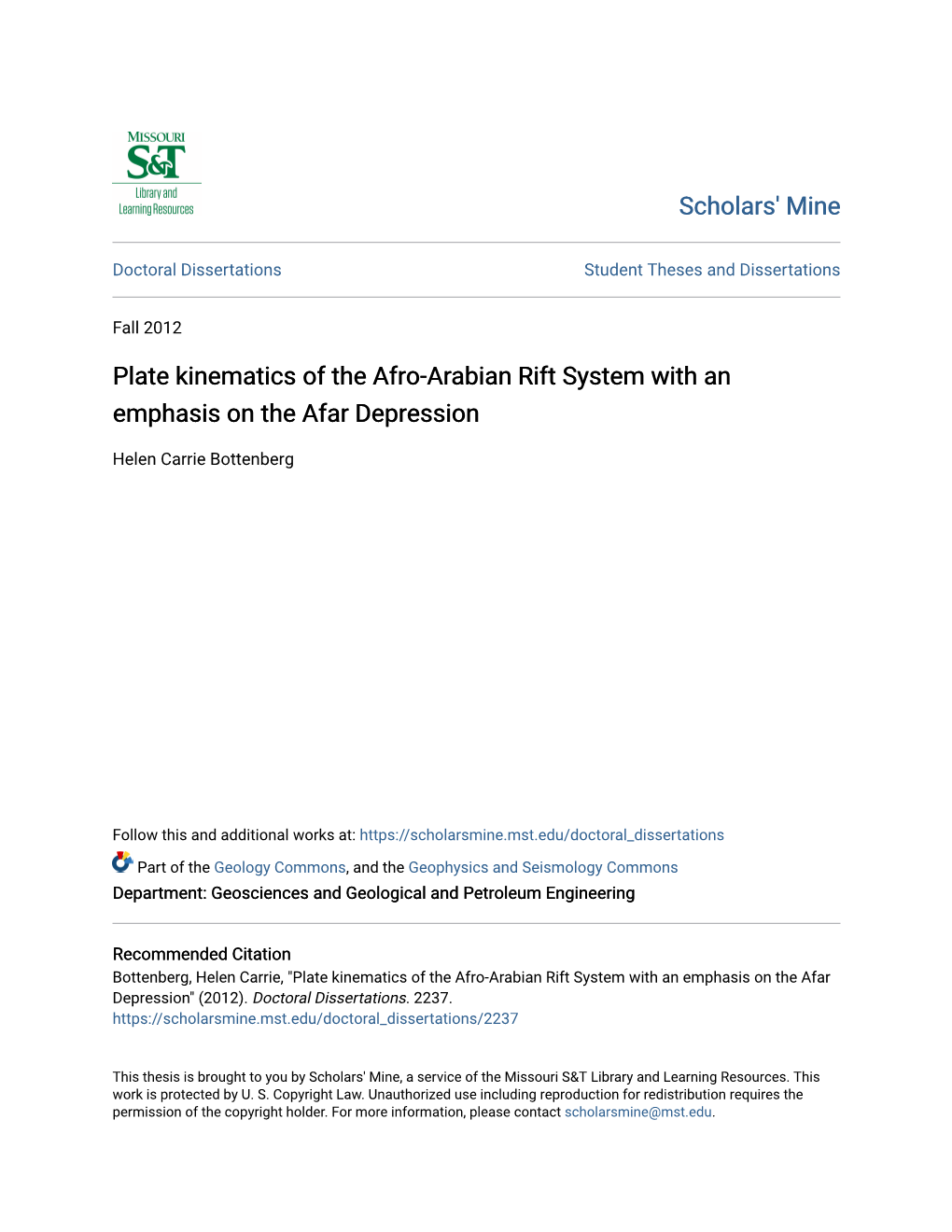 Plate Kinematics of the Afro-Arabian Rift System with an Emphasis on the Afar Depression