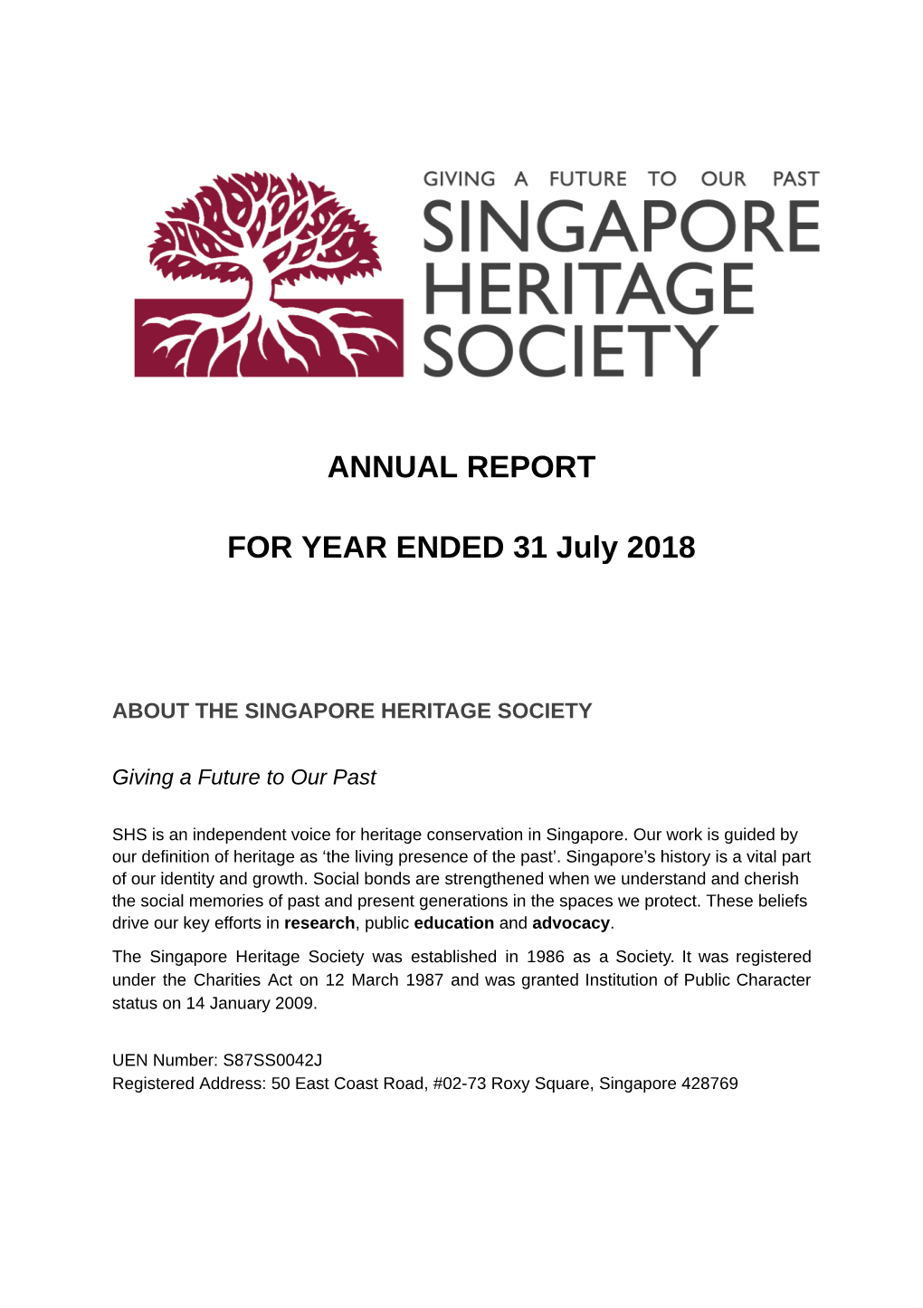 ANNUAL REPORT for YEAR ENDED 31 July 2018