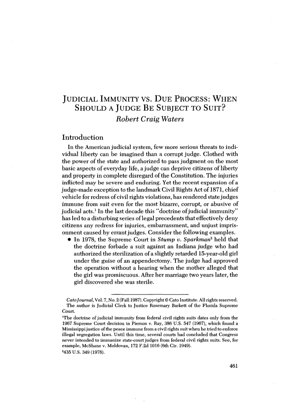 Judicial Immunity Vs