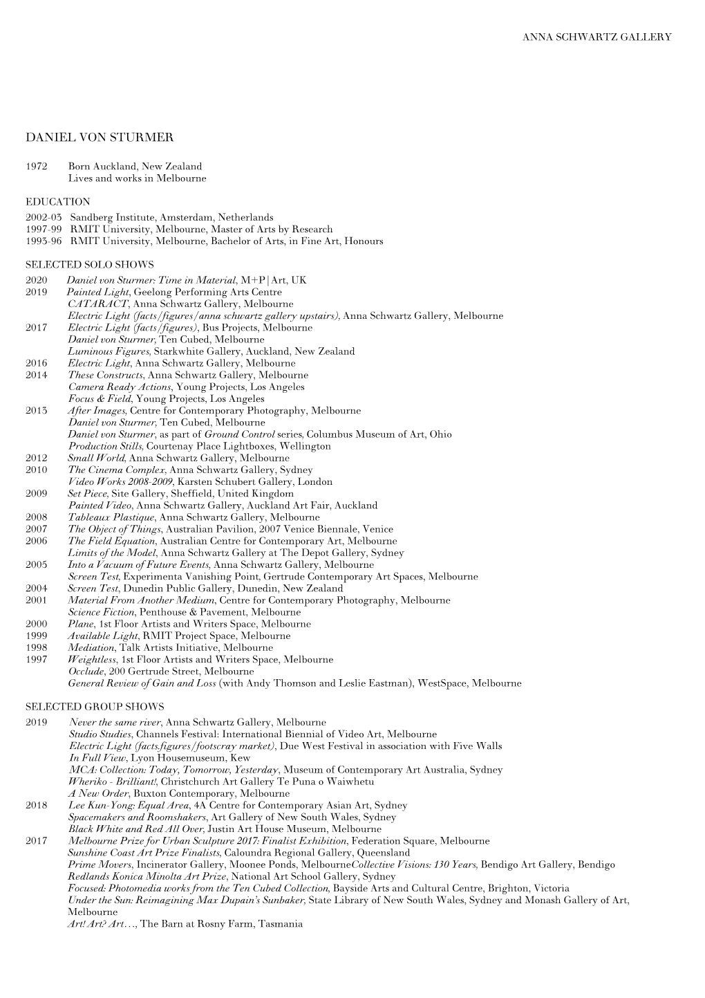 Von Sturmer Cv 2020