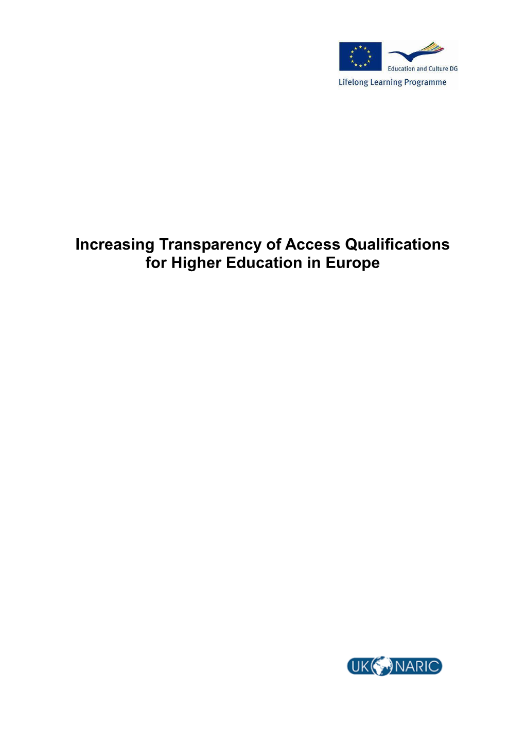 Increasing Transparency of Access Qualifications for Higher Education in Europe