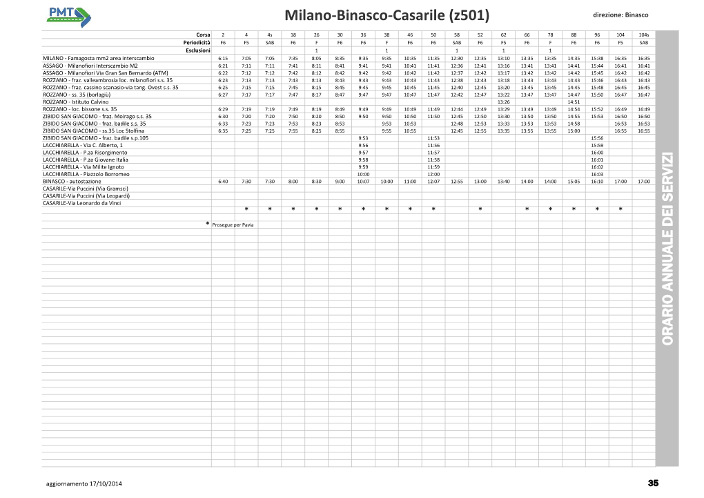 Milano-Binasco-Casarile (Z501) Direzione: Binasco