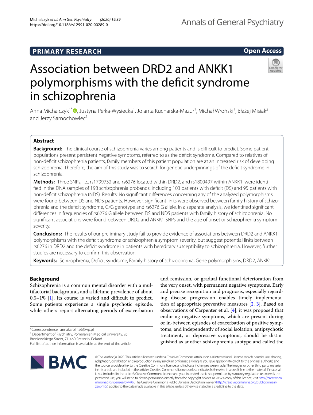 Association Between DRD2 and ANKK1 Polymorphisms with The