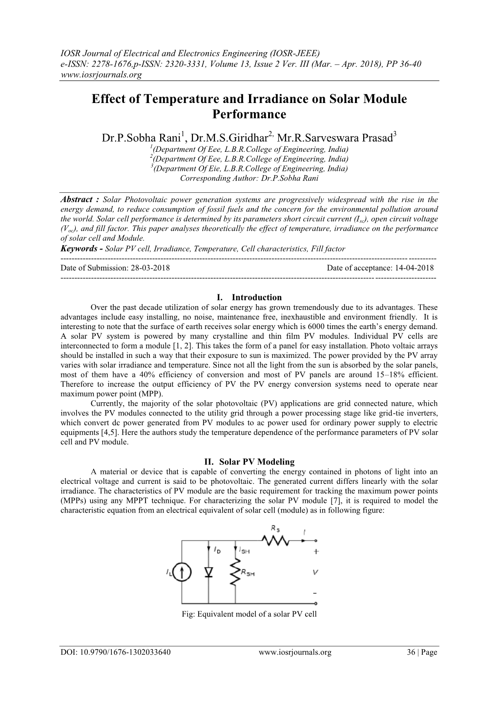 Effect of Temperature and Irradiance on Solar Module Performance