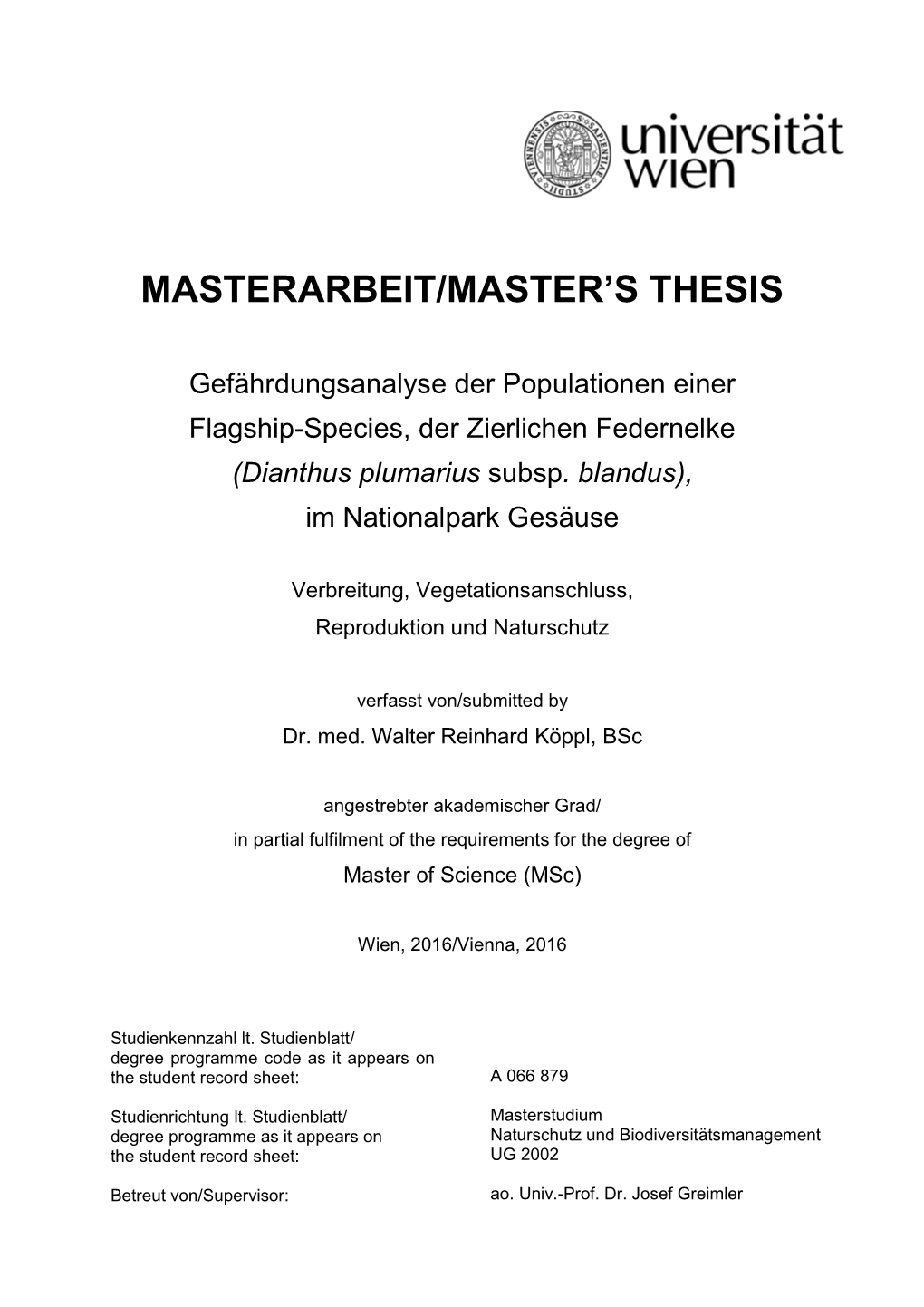 Masterarbeit/Master's Thesis