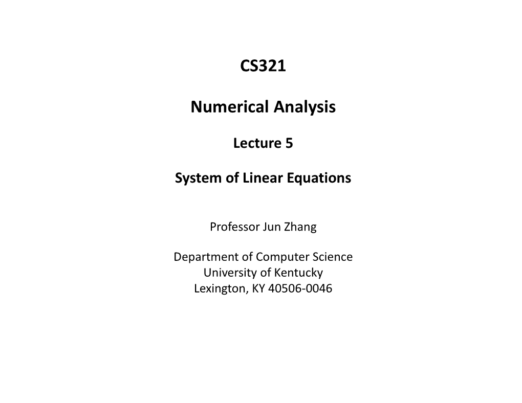 CS321 Numerical Analysis