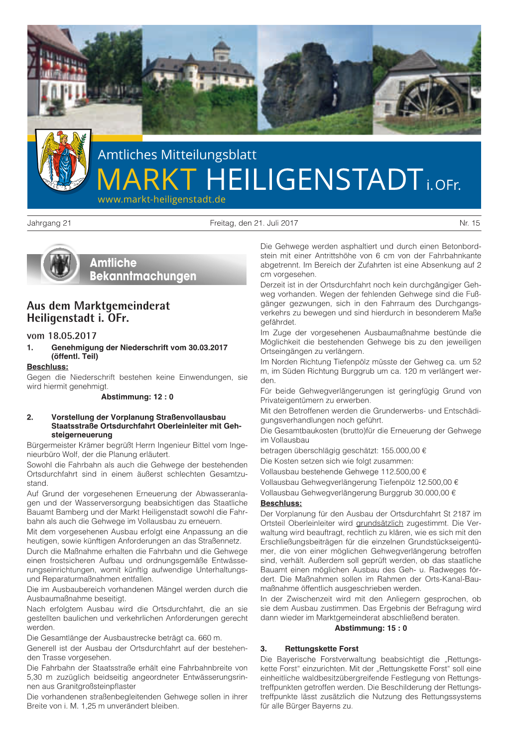 Aus Dem Marktgemeinderat Heiligenstadt I. Ofr